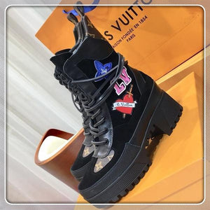 Bottes Laureate mode Plate-forme Boot Chaussures Femmes Mode Classique Vintage Chaussures à lacets Chaussures Femmes Louis vuitton LV 188